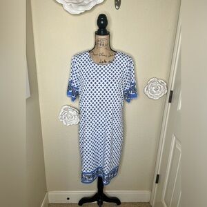 MICHAEL Michael Kors Blue & White Geometric Print Tunic Dress Sz XL